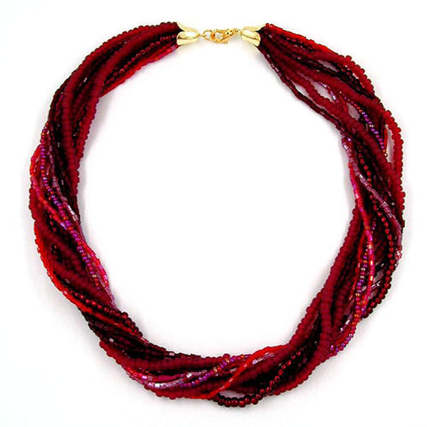 Kette, Rocaille-Glas weinrot
