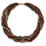 Kette, Rocaille-Glas braun-oliv
