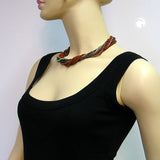 Kette, Rocaille-Glas braun-oliv