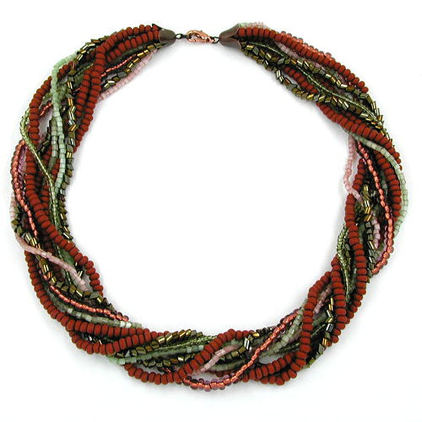 Kette, Rocaille-Glas braun-oliv