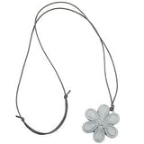 Kette, Blume, hellgrau-marmoriert, 80cm