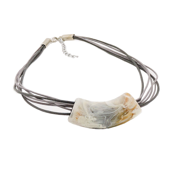 Kette, Rohr flach-gebogen, grau-beige