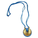 Kette, Amulett-Hufeisen, hellblau