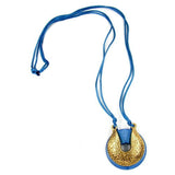 Kette, Amulett-Hufeisen, hellblau