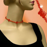 Kette, Gummi, Viereckperle rot