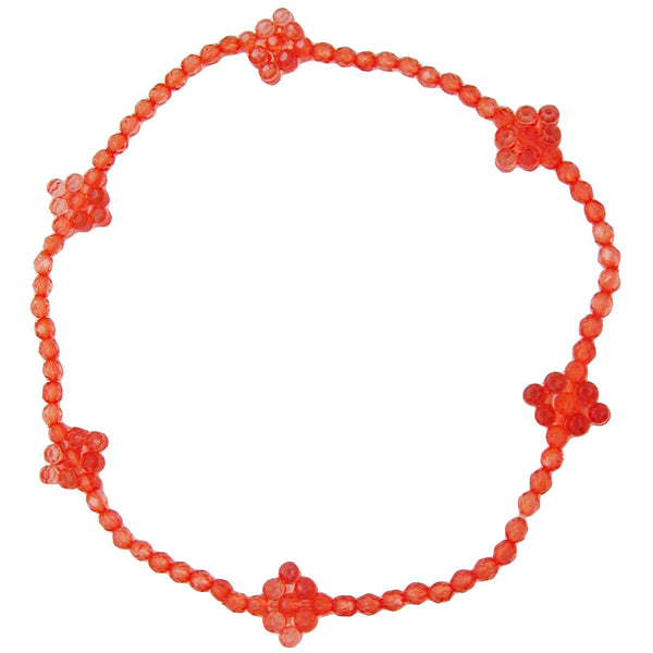 Kette, Gummi, Viereckperle rot