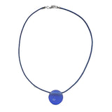 Kette, Anhänger rund, blau-matt