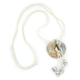 Kette, Amulett, grau-weiß-beige