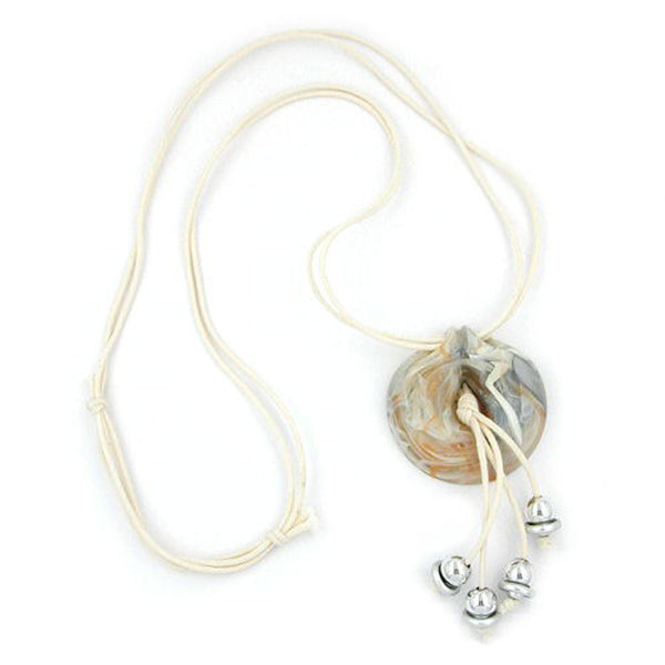 Kette, Amulett, grau-weiß-beige