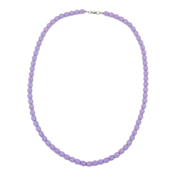 Kette 8mm Glasperlenkette flieder-satin facettiert 60cm