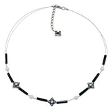 Kette Drahtkette Karoperle schwarz-weiß Kunststoffperlen 45cm