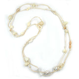 Kette, creme-elfenbein-goldfarben, endlos