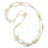 Kette, creme-elfenbein-goldfarben, endlos