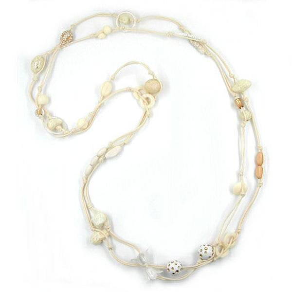 Kette, creme-elfenbein-goldfarben, endlos