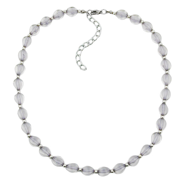 Kette, Vierkantperle grau-transparent