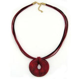 Kette, Amulett rot-schwarz-marmor matt