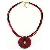 Kette, Amulett rot-schwarz-marmor matt
