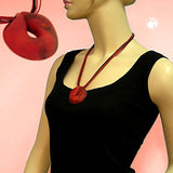 Kette, Amulett rot-schwarz-marmor matt