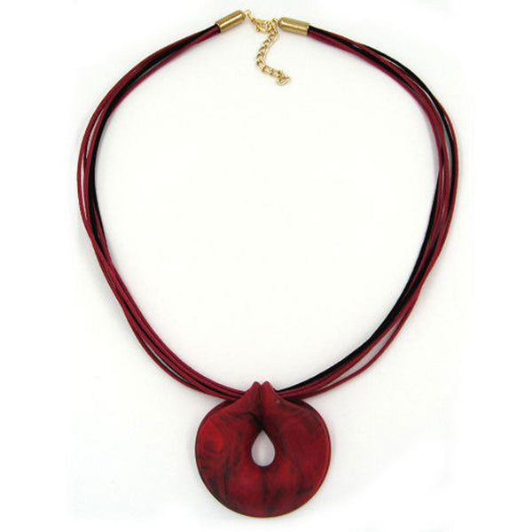Kette, Amulett rot-schwarz-marmor matt
