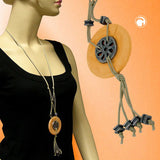 Kette, Scheibe, apricot-altsilber