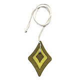 Kette 115x75 Kunststoff Rhombus oliv- und lindgrün Kordel beige-natur 90cm