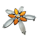Brosche Anstecknadel 70mm Blüte topas krist-matt schwarz