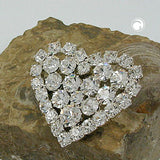 Brosche, Herz Strass-kristal, versilbert