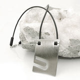 Kette 44x31mm Anhänger Edelstahl Buchstabe U Vollgummi schwarz 42cm