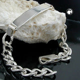 Schildband 8x3mm Weitpanzer Armband mit Gravurplatte 40x9x1,4mm Silber 925 20cm