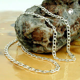 Kette 3,8mm Stegpanzerkette glänzend Silber 925 50cm
