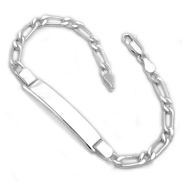 Schildband4,3mm Figarokette Armband mit Gravurplatte 36x7x1,5mm Silber 925 19cm