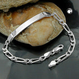 Schildband4,3mm Figarokette Armband mit Gravurplatte 36x7x1,5mm Silber 925 19cm