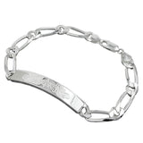 Schildarmband 6,5x2mm Figarokette Gravurplatte 45x8mm Lasergravur Silber 925 21cm