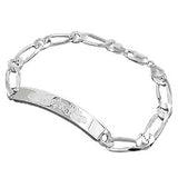 Schildarmband 6,5x2mm Figarokette Gravurplatte 45x8mm Lasergravur Silber 925 21cm