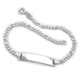 Schildband 2,8mm Figarokette 5+1 Armband mit Gravurplatte 5,8x29mm Silber 925 19cm