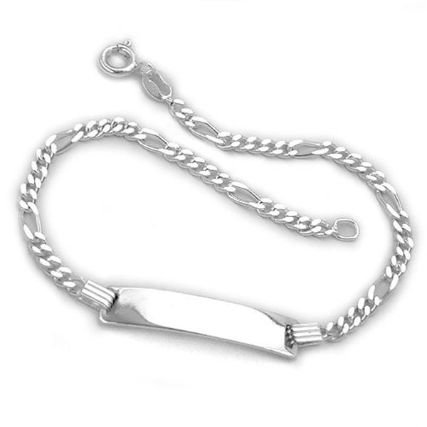 Schildband 2,8mm Figarokette 5+1 Armband mit Gravurplatte 5,8x29mm Silber 925 19cm