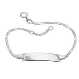 Schildband 1,8mm Figarokette 5+1 Armband mit Gravurplatte 5,8x29x1mm Silber 925 17cm