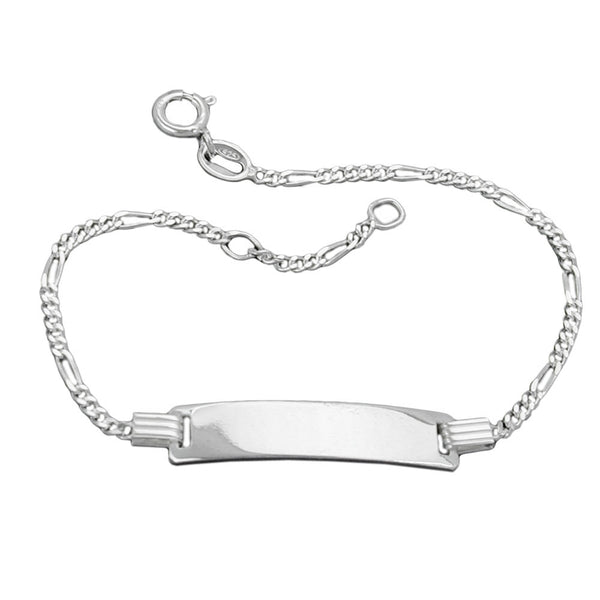 Schildband 1,8mm Figarokette 5+1 Armband mit Gravurplatte 5,8x29x1mm Silber 925 17cm