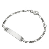 Schildband für Kinder 2,3mm Figarokette rhodiniert Gravurplatte 25x5mm Silber 925 14cm