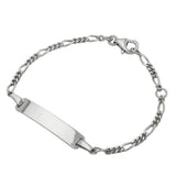 Schildband für Kinder 2,3mm Figarokette rhodiniert Gravurplatte 25x5mm Silber 925 14cm