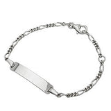 Schildband für Kinder 2,3mm Figarokette rhodiniert Gravurplatte 25x5mm Silber 925 14cm