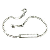 Schildarmband 2,3mm Figarokette 3+1 diamantiert Armband mit Gravurplatte 5x26x1mm Silber 925 18cm