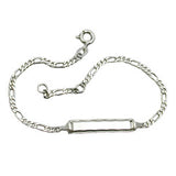 Schildarmband 2,3mm Figarokette 3+1 diamantiert Armband mit Gravurplatte 5x26x1mm Silber 925 18cm