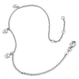 Fußkette Ankerkette 1,7mm längenvariabel mit 3 Herzen rhodiniert Silber 925 27cm