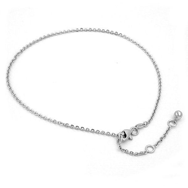 Fußkette Ankerkette 1,7mm längenvariabel mit 3 Ösen rhodiniert Silber 925 27cm