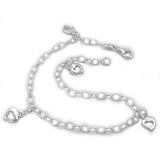 Fußkette Weitankerkette 3,8mm längenvariabel mit 4 Herzen Silber 925 27cm