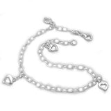 Fußkette Weitankerkette 3,8mm längenvariabel mit 4 Herzen Silber 925 27cm