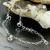 Fußkette Weitankerkette 3,8mm längenvariabel mit 4 Herzen Silber 925 27cm