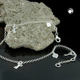 Fußkette Ankerkette2,4mm längenvariabel mit Schlüssel und Herzen Silber 925 27cm