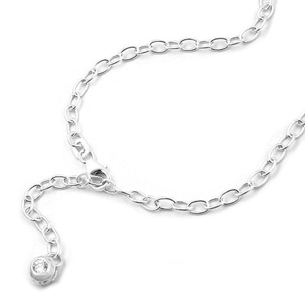 Fußkette Ankerkette 3mm längenvariabel mit Zirkonia in Endkugel Silber 925 25cm